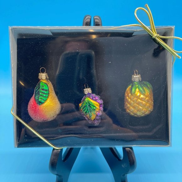 Holiday Vintage Fruit Blown Glass Christmas Ornaments Made In Poland